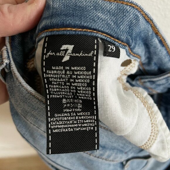 7 For All Mankind Jeans High Waisted Tapered Leg Light Wash Denim - Picture 11 of 11